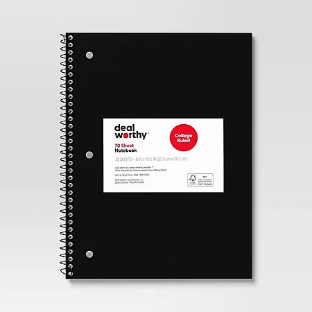 Dealworthy Subject Spiral Notebooks (Various)