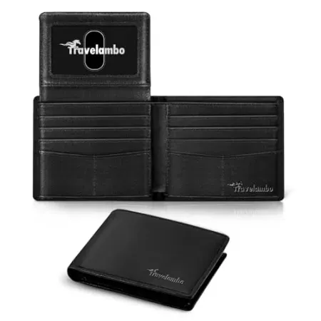 Travelambo Men's Slim RFID Bi-Fold Leather Wallet