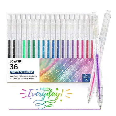 36-pk Joyask Vibrant Retractable Glitter Gel Pens