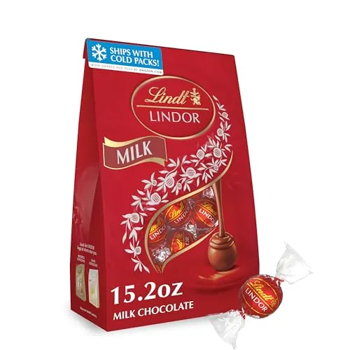 Lindt LINDOR Milk Chocolate Candy Truffles 15.2 oz. Bag