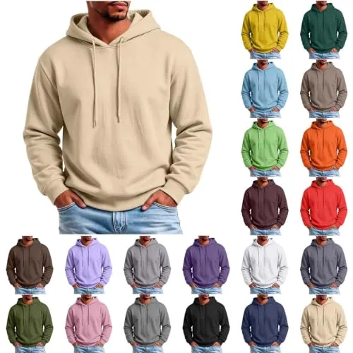 Fleece Athletic Pullover Hooded Sweatshirt with Pockets