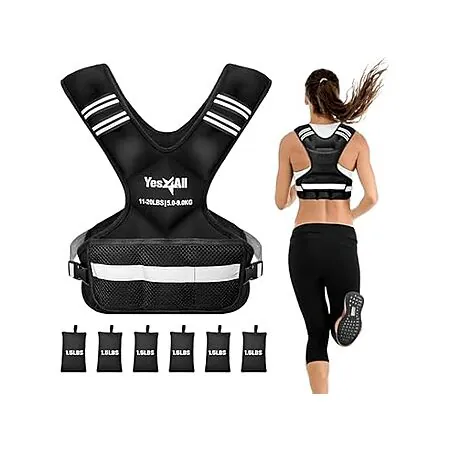 Yes4All Adjustable 11-20lb Weighted Vest w/ Reflective Strips & Pockets