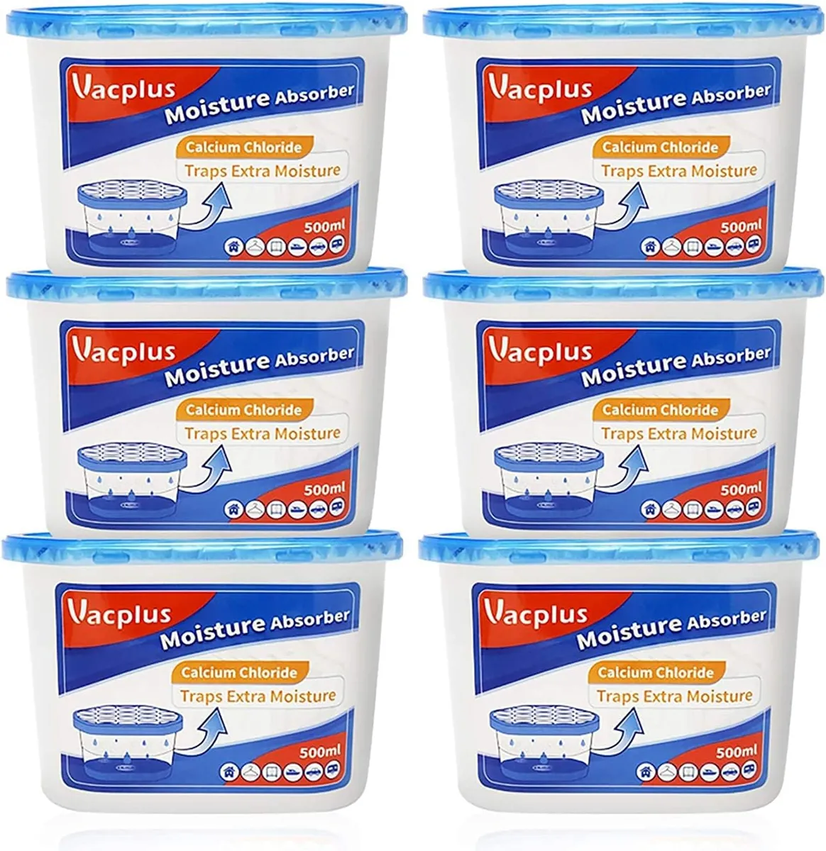 Vacplus Moisture Absorber Buckets 6-Pack