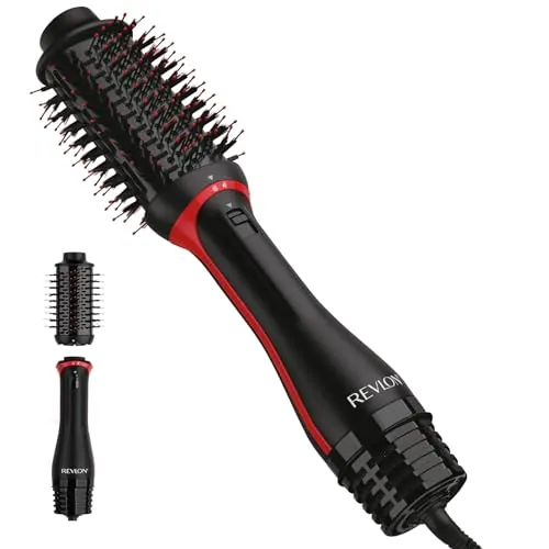 REVLON One-Step Volumizer Plus Hair Dryer and Styler, 2.4 in Barrel, Black | Soft waves, flips and curls, best for short to mid-length hair, 4 heat settings, detachable brush head