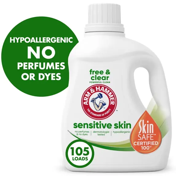 ARM & HAMMER Sensitive Skin Free & Clear Laundry Detergent Liquid, 105 fl oz, 105 Loads