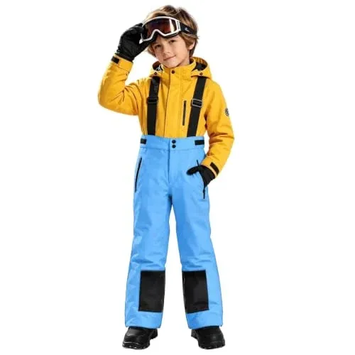 Kids Winter Windproof Ski Jumpsuits Insulated Snowpants