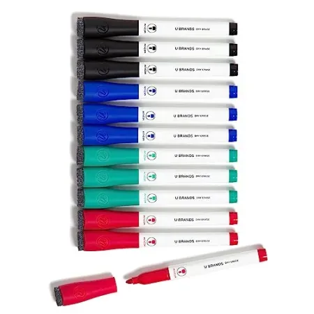 Set-of-12 U Brands Dry Erase Markers with Eraser