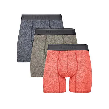 3-Pk Hanes Men's Breathable Stretch Mesh Boxer Briefs