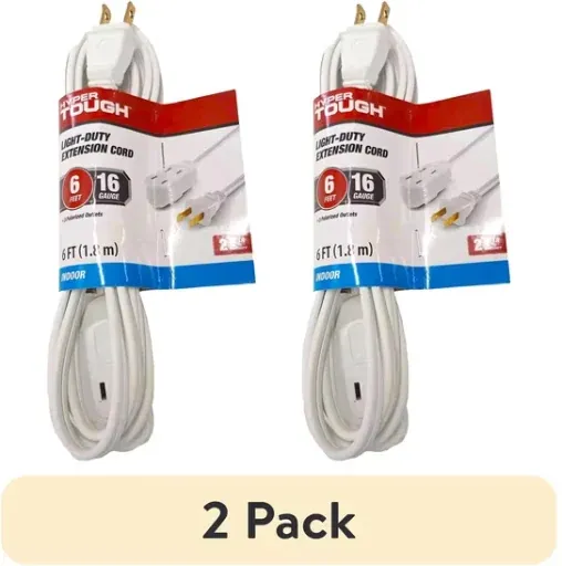 Hyper Tough 6FT 16AWG Indoor Household Extension Cord 2-Pack