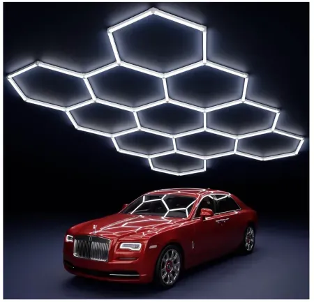 Modern 11-Hexagon Garage Light w/ LED Border