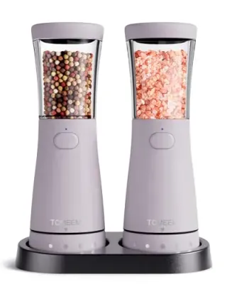 TOMEEM Electric Salt & Pepper Grinder Set (4.5 oz Capacity) w/ Storage Base