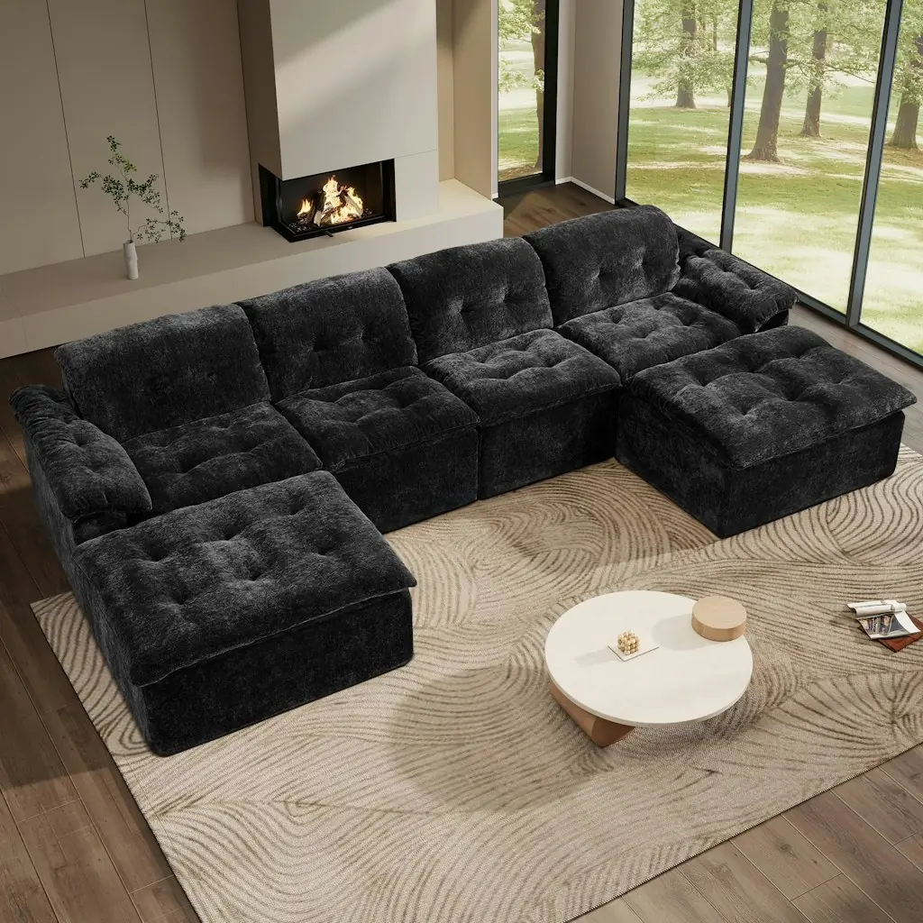 Aukfa 6-Piece U-Shaped Modular Sectional Sofa