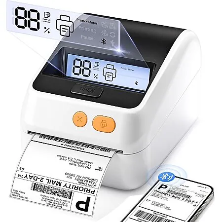 Phomemo Thermal Shipping Label Printer w/ LCD Screen & Built-In Label Bin