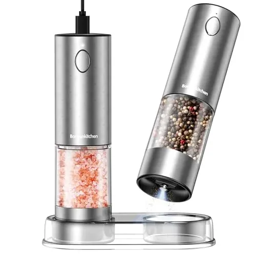 Bonsenkitchen 95ml Rechargeable Salt and Pepper Grinder Set