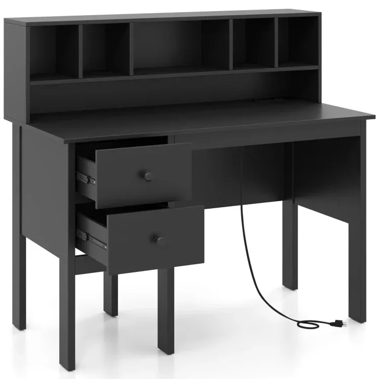 Costway 48 Inch Home Office Computer Desk with Type-C Power Outlets