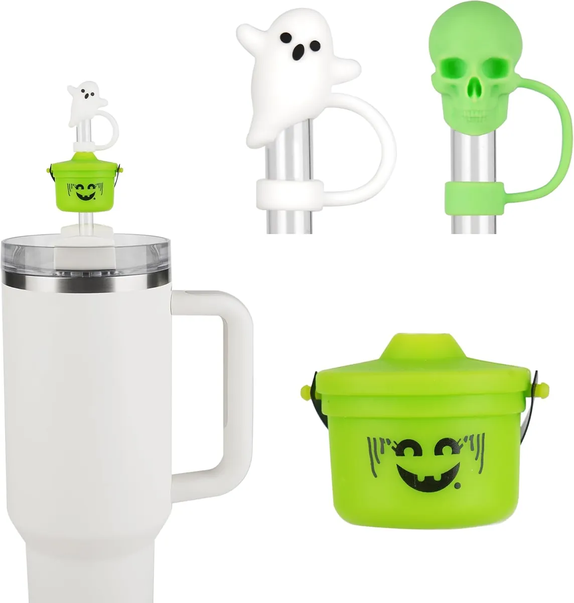 Halloween Bucket Straw Toppers 3-Pack