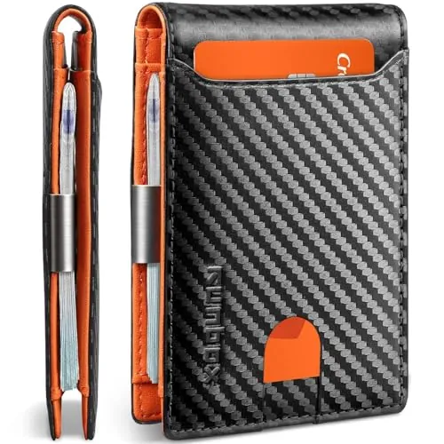 RUNBOX RFID Blocking Slim Bifold Wallet w/ Money Clip