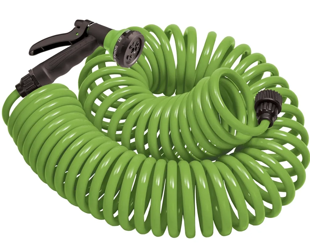 Orbit 25-Foot Coil Garden Hose w/ 8-Pattern Nozzle
