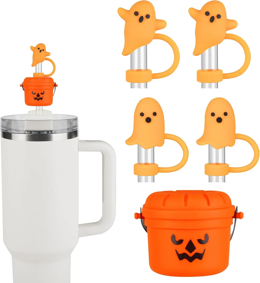 Halloween Bucket Straw Toppers 5-Pack