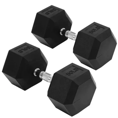 50lb Flexwave Rubber Hex Dumbbells (Pair)