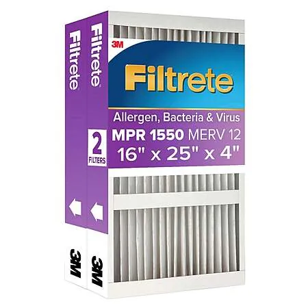 Costco Members: 2-Pk Filtrete 4" MPR 1550 MERV 12 Deep Pleat Air Filter