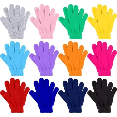 12-Pair Kids Gloves, Assorted Colors