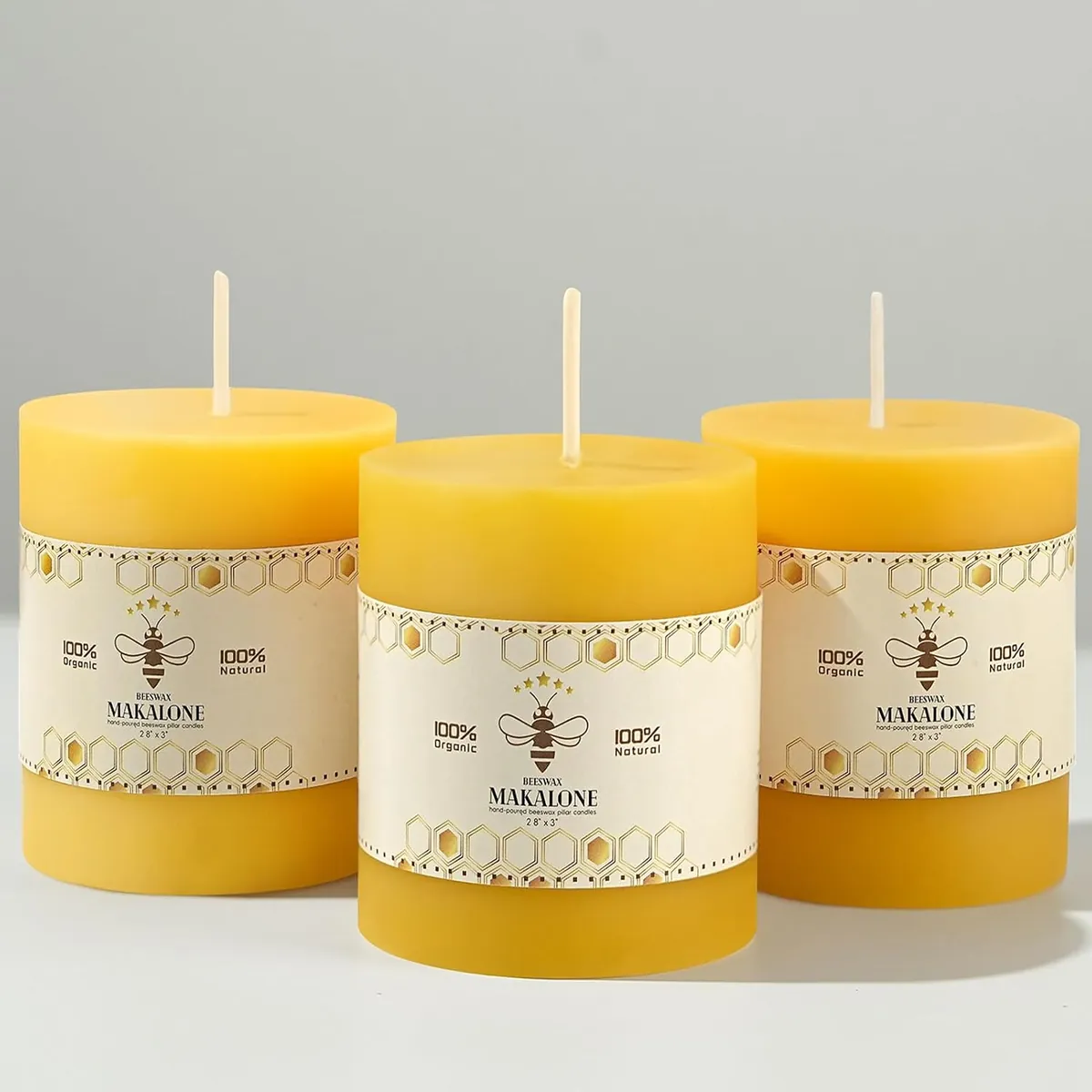 Beeswax Candles, 3-pack