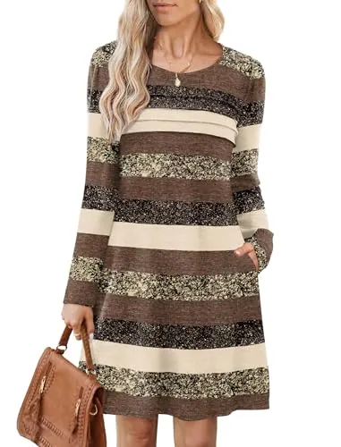 OFEEFAN Long Sleeve Tunic Dress