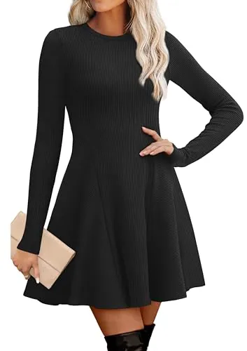 OFEEFAN Ribbed Sweater Dress