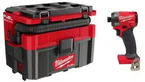 Milwaukee M18 FUEL PACKOUT 2.5 Gal. Wet/Dry Vacuum with M1/4 in. Hex Impact Driver