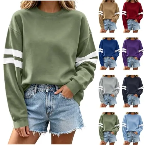 Crew Neck Stripe Pullover Top