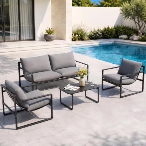 Grand Patio 4-Piece Outdoor Furniture Set with 4-Seat Cushions