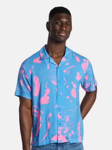 Disney Men's and Big Men's Mickey Mouse Graphic Button-Up Shirt, Sizes S-3XL (No M or L)