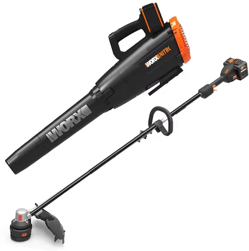 WORX Nitro Power Share 40-volt Cordless Battery String Trimmer and Leaf Blower Combo Kit 4 Ah