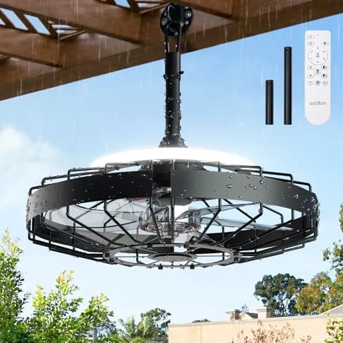 Addlon 20" Outdoor IP65 Waterproof Plug in Ceiling Fan with Lights