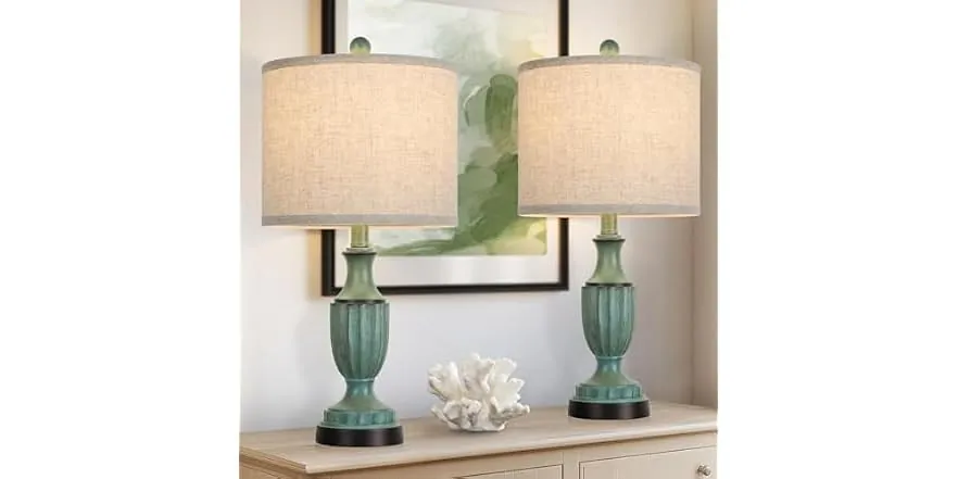 TOBUSA Table Lamp Green 2-Pack