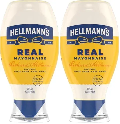 Hellmann's Real Mayonnaise Squeeze Bottle 20 oz (Pack of 2)