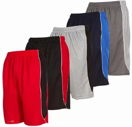 5-Pack Mens Moisture Wicking Athletic Basketball & Gym Workout Shorts with Pocket