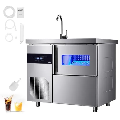VEVOR Commercial Ice Maker Machine 132 lbs/24H with 30 lbs Storage