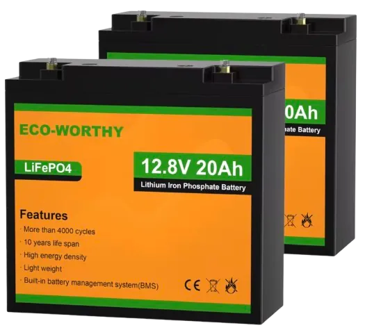 Eco-Worthy 12V 20Ah LiFePO4 Lithium Battery 2-Pack