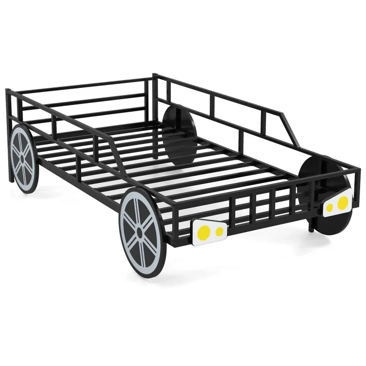 Costway Twin Size Kids Car-Shaped Metal Bed Frame
