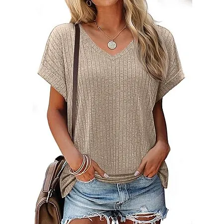 JUSTFASHIONNOW V-Neck Dolman Short Sleeve Shirt (Various Colors)