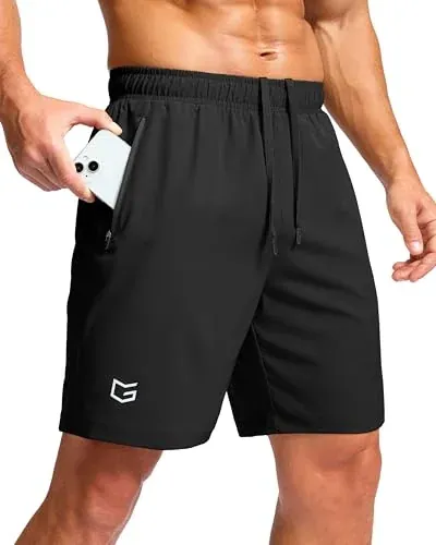 G Gradual Men's Quick Dry Athletic Shorts with Zipper Pockets