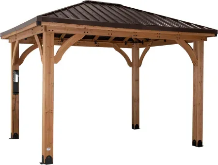 Backyard Discovery Barrington 10' x 10' Cedar Wood Gazebo with Hardtop Roof