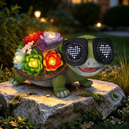 Solar Turtle Garden Statue