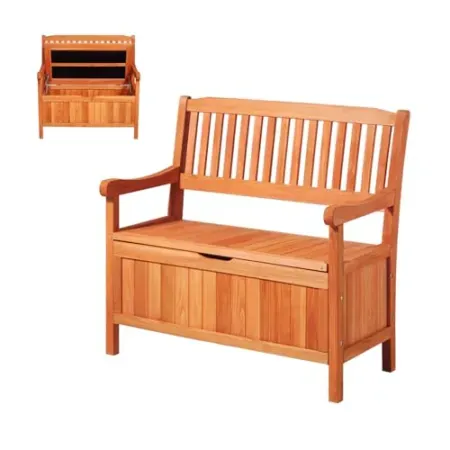 VEVOR 2-Person Outdoor Cedar Wood Storage Bench w/ 33-Gallon Deck Box