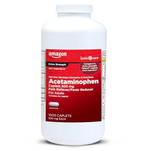 Amazon Basic Care Extra Strength Acetaminophen Caplets 1000-Ct 500-mg