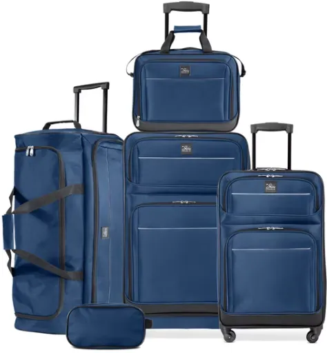 Skyway Tideland 5-Piece Softside Spinner Luggage Set (Black, Blue)