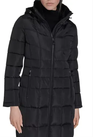 Calvin Klein Women's Hooded Stand Collar Puffer Coat