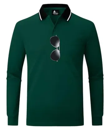 ZITY Men's Long Sleeve Polo Shirt with Pocket